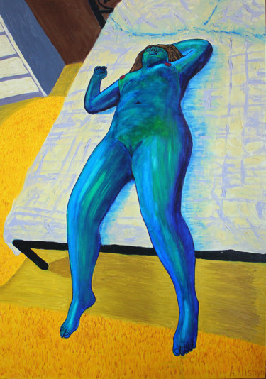 Painting titled "Woman Night" by Andriy Klishyn, Original Artwork, Oil