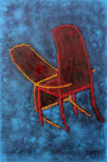 Картина под названием "Любовь стульев 3" - Andriy Klishyn, Подлинное произведение искусства, Масло