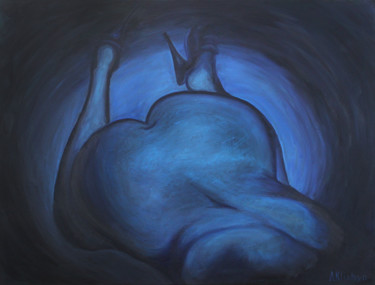 Painting titled "Любовь в темноте 1" by Andriy Klishyn, Original Artwork, Oil
