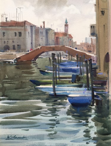 little «Venice» city Chioggia Painting titled "little «Venice» cit…" by Andrii Kovalyk, Original Art, Watercolor
