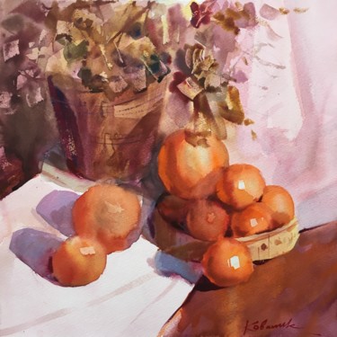 Still life in warm colors Painting titled "Still life in warm…" by Andrii Kovalyk, Original Art, Watercolor
