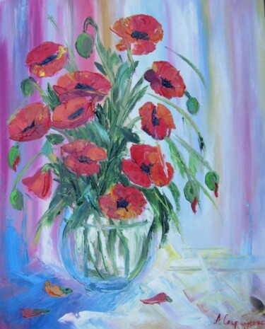 Painting titled "Poppies" by Andriy Spyrydenko, Original Artwork