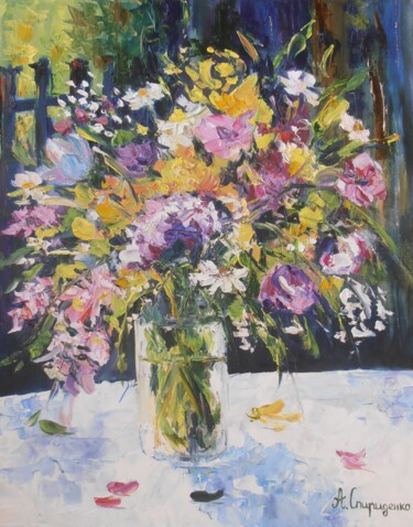Painting titled "Wildflowers" by Andriy Spyrydenko, Original Artwork, Oil