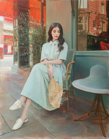 Painting titled "Paris girl" by Andriy Markiv, Original Artwork, Oil
