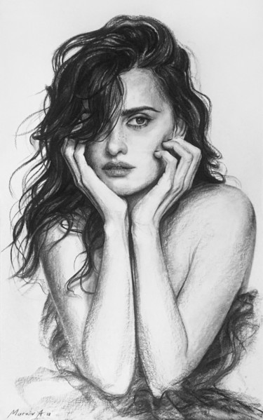 "Penelope Cruz" başlıklı Resim Andriy Markiv tarafından, Orijinal sanat, Karakalem
