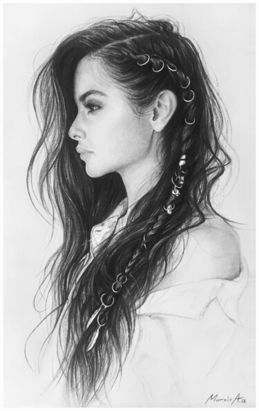 Painting titled "Sophia" by Andriy Markiv, Original Artwork, Charcoal