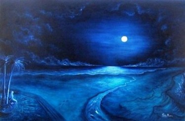 Pintura intitulada "O Adeus da Lua" por Filipe Nunes, Obras de arte originais