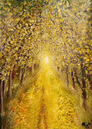 Painting titled "The Golden Passage" by Andrus Reedla, Original Artwork, Oil