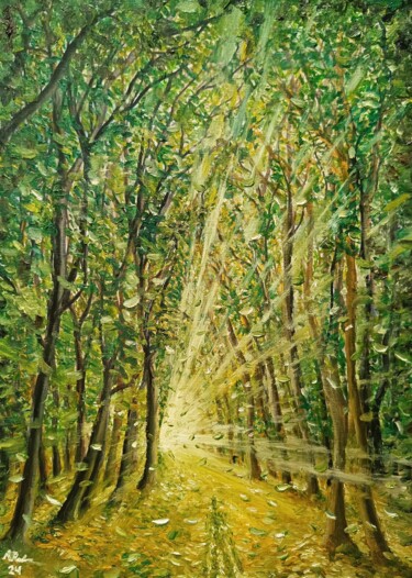 Painting titled "The Green Passage" by Andrus Reedla, Original Artwork, Oil