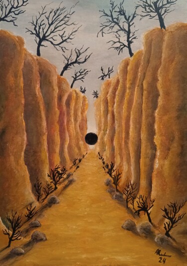 Painting titled "The Dark Passage" by Andrus Reedla, Original Artwork, Oil