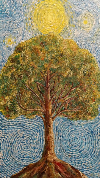 Schilderij getiteld "Love the Tree and t…" door Andrus Reedla, Origineel Kunstwerk, Olie