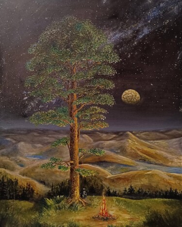 Pintura intitulada "The Curious Dreamer…" por Andrus Reedla, Obras de arte originais, Óleo