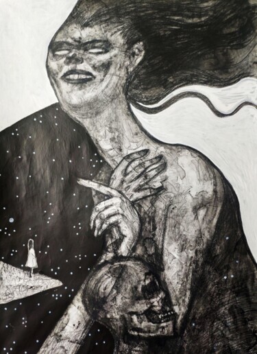 Dessin intitulée "Woman's Lot" par Natalia Andrushaewa, Œuvre d'art originale, Crayon