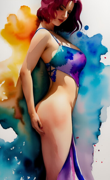 Digital Arts titled "Watercolor Beauty" by Andrzej Koch, Original Artwork, AI generated image