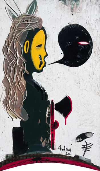 Malerei mit dem Titel "Totem deux" von Andrzej Lassolle, Original-Kunstwerk, Lack