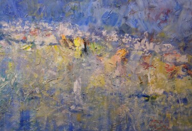 Malarstwo zatytułowany „Domy nad wodą, Grec…” autorstwa Andrzej Lawrenc (Eryk Maler), Oryginalna praca, Olej