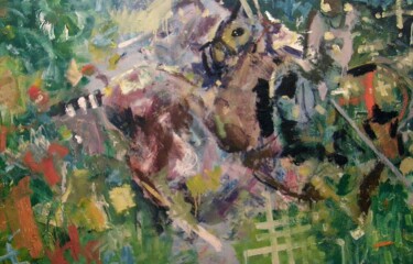 Painting titled "Gra w Polo" by Andrzej Lawrenc (Eryk Maler), Original Artwork, Oil