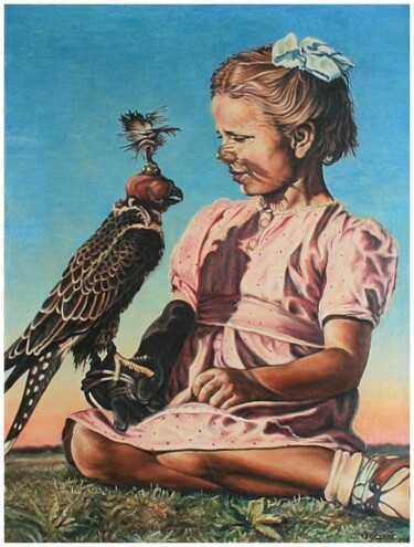 Pintura intitulada "Das Mädchen mit  de…" por Andrzej Lawrenc (Eryk Maler), Obras de arte originais, Óleo