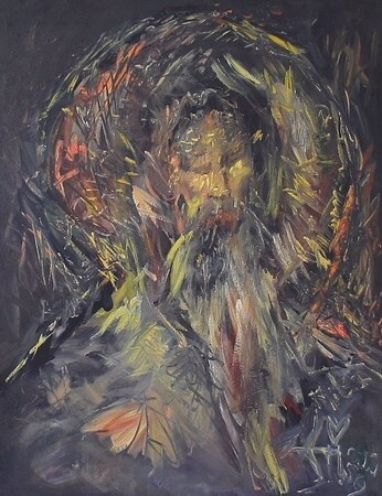 Malerei mit dem Titel "KENTAKTOS, oil on c…" von Andrzej Lawrenc (Eryk Maler), Original-Kunstwerk, Öl