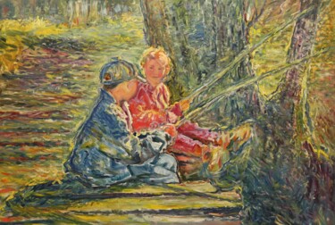 Painting titled "Dziewczyna i Chłopak" by Andrzej Lawrenc (Eryk Maler), Original Artwork, Oil