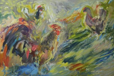 Malerei mit dem Titel "Kogut" von Andrzej Lawrenc (Eryk Maler), Original-Kunstwerk, Öl