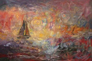"Na Morzu, 120x80 cm" başlıklı Tablo Andrzej Lawrenc (Eryk Maler) tarafından, Orijinal sanat, Petrol