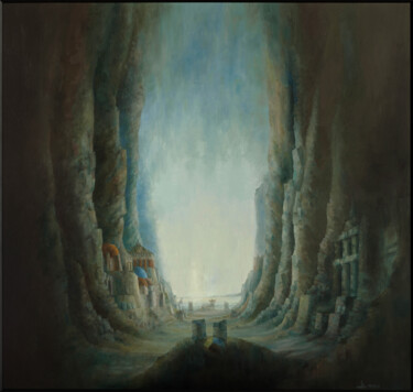 Pittura intitolato "Grey harbour 2" da Andrzej Maląg, Opera d'arte originale, Olio
