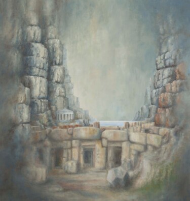 Pintura intitulada "Neolythyc square" por Andrzej Maląg, Obras de arte originais, Óleo
