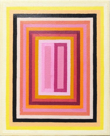 Painting titled "Albers Distortion E…" by Andy Cline, Original Artwork, Oil Mounted on Wood Stretcher frame