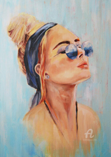 Painting titled "Summer girl" by Andy Gakova, Original Artwork, Acrylic