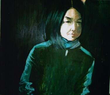 Painting titled "Chikako la petite j…" by Andy Hudson, Original Artwork, Oil