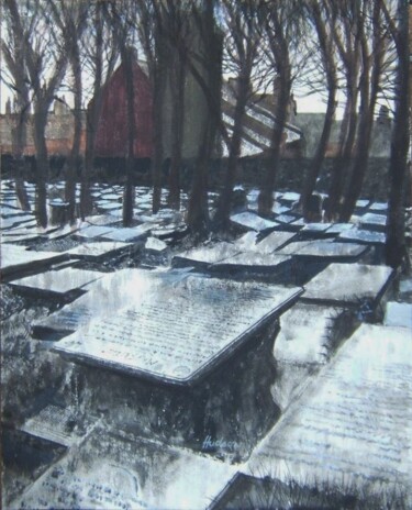 Peinture intitulée "Haworth churchyard" par Andy Hudson, Œuvre d'art originale, Gouache
