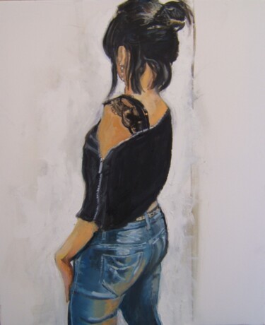 Painting titled "Nathalie coiffeuse…" by Andy Hudson, Original Artwork, Oil