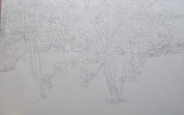 Dessin intitulée "Au jardin d'Henri" par Andy Hudson, Œuvre d'art originale, Crayon