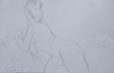 Drawing titled "Reclining pose" by Andy Hudson, Original Artwork, Pencil