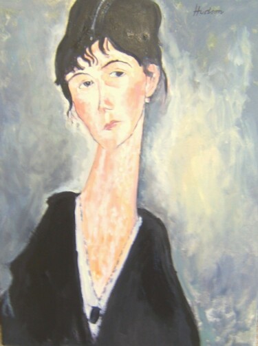 Painting titled "Bust of a woman wit…" by Andy Hudson, Original Artwork, Oil