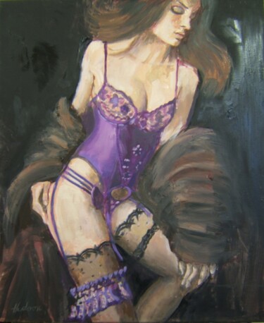 Schilderij getiteld "Mauve" door Andy Hudson, Origineel Kunstwerk, Olie