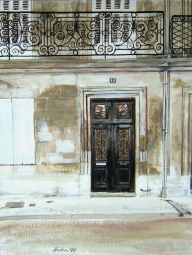 Malarstwo zatytułowany „La Porte d'Entrée” autorstwa Andy Hudson, Oryginalna praca, Gwasz Zamontowany na Karton