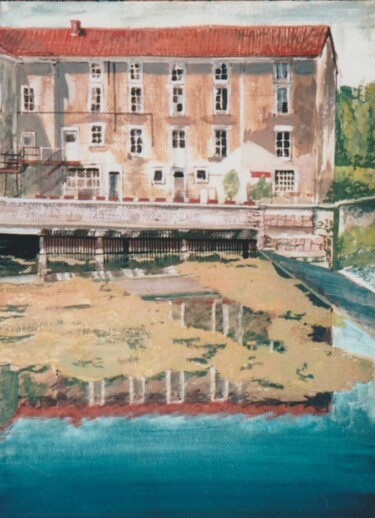 Pintura intitulada "L'Ancien Entrepôt" por Andy Hudson, Obras de arte originais, Guache Montado em Painel de madeira