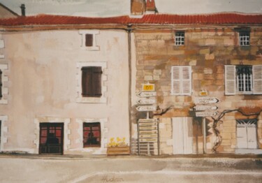 绘画 标题为“Old houses” 由Andy Hudson, 原创艺术品, 水粉 安装在木板上