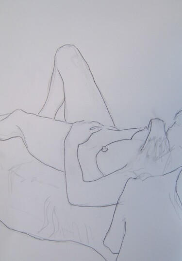 「Aïssa - reclining p…」というタイトルの描画 Andy Hudsonによって, オリジナルのアートワーク, 鉛筆