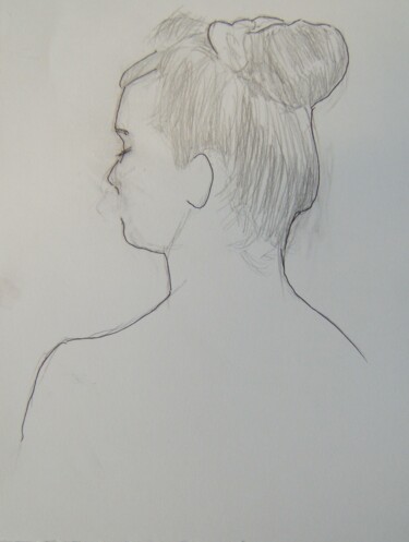 Drawing titled "Aïssa's topknot" by Andy Hudson, Original Artwork, Pencil