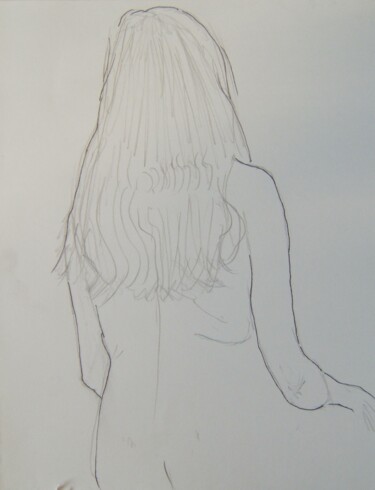 Drawing titled "Aïssa - les cheveux" by Andy Hudson, Original Artwork, Pencil