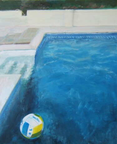 Картина под названием "La piscine -5 le ba…" - Andy Hudson, Подлинное произведение искусства, Масло Установлен на Деревянная…