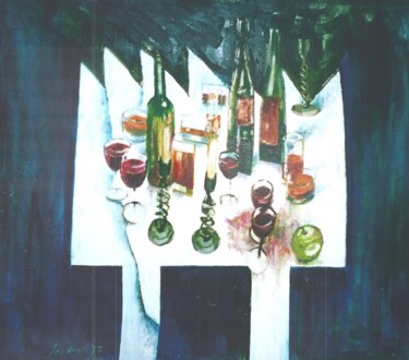 Malerei mit dem Titel "Table -5: the party" von Andy Hudson, Original-Kunstwerk, Öl