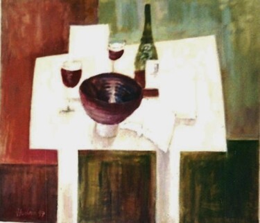 Painting titled "Table -1" by Andy Hudson, Original Artwork, Oil