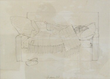 Drawing titled "L'enfant malade" by Andy Hudson, Original Artwork, Ink Mounted on Cardboard