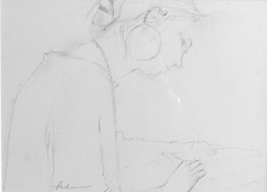 Drawing titled "Girl reading" by Andy Hudson, Original Artwork, Pencil Mounted on Other rigid panel
