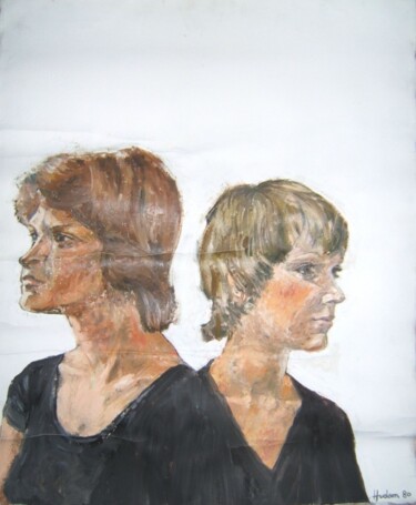 Painting titled "Rhona and Lesley" by Andy Hudson, Original Artwork, Oil