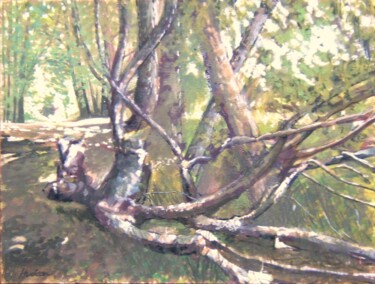 Pintura titulada "L'arbre tombé -2" por Andy Hudson, Obra de arte original, Gouache